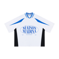 MM - White Unisex Oversized Color Block V-Neck T-Shirt