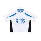 MM - White Unisex Oversized Color Block V-Neck T-Shirt