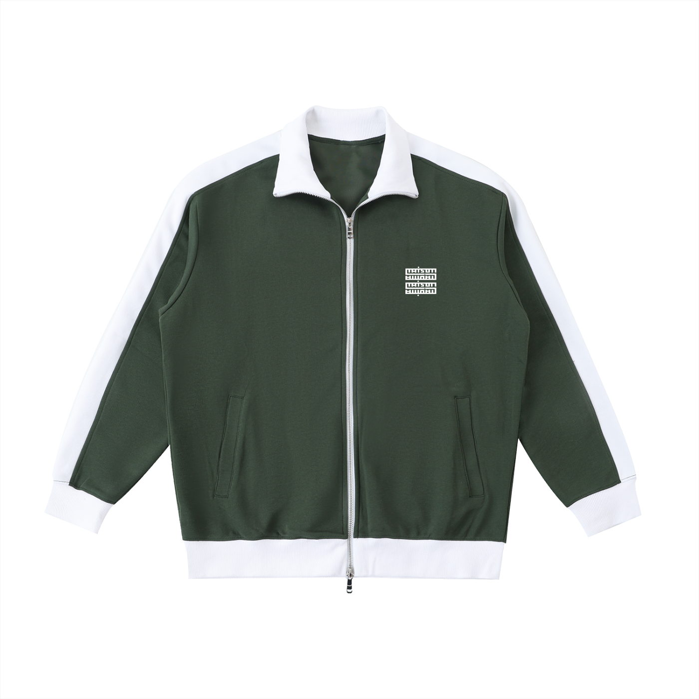 Veste Unisexe Zippée à Col Montant – Contrast Trim & Logo Maison Madina