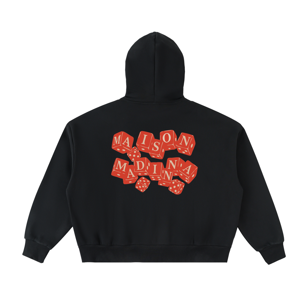 Full-Zip Boxy Hoodie – Motif dés au dos