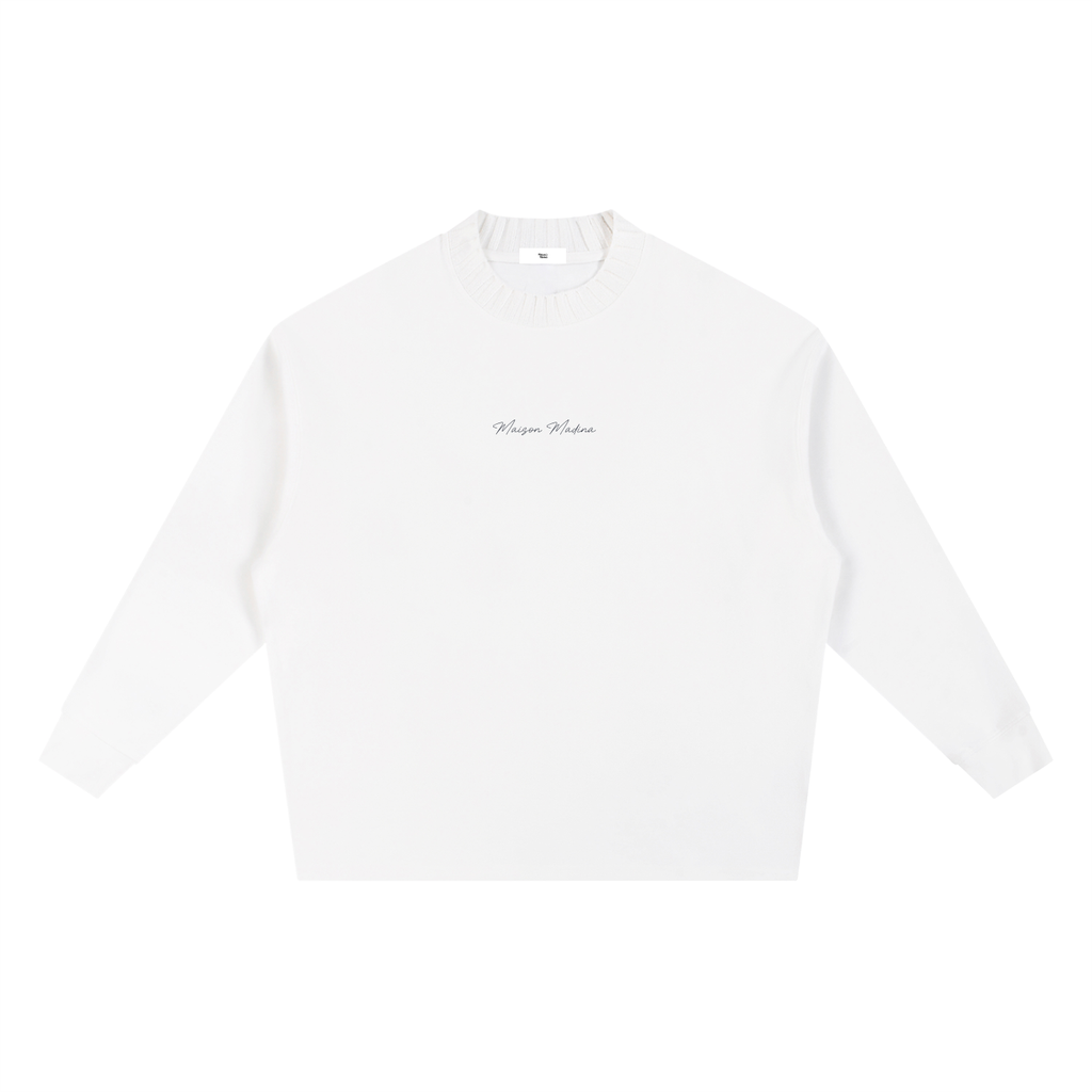 Sweat-shirt oversize à col rond en maille Maison Madina Noir