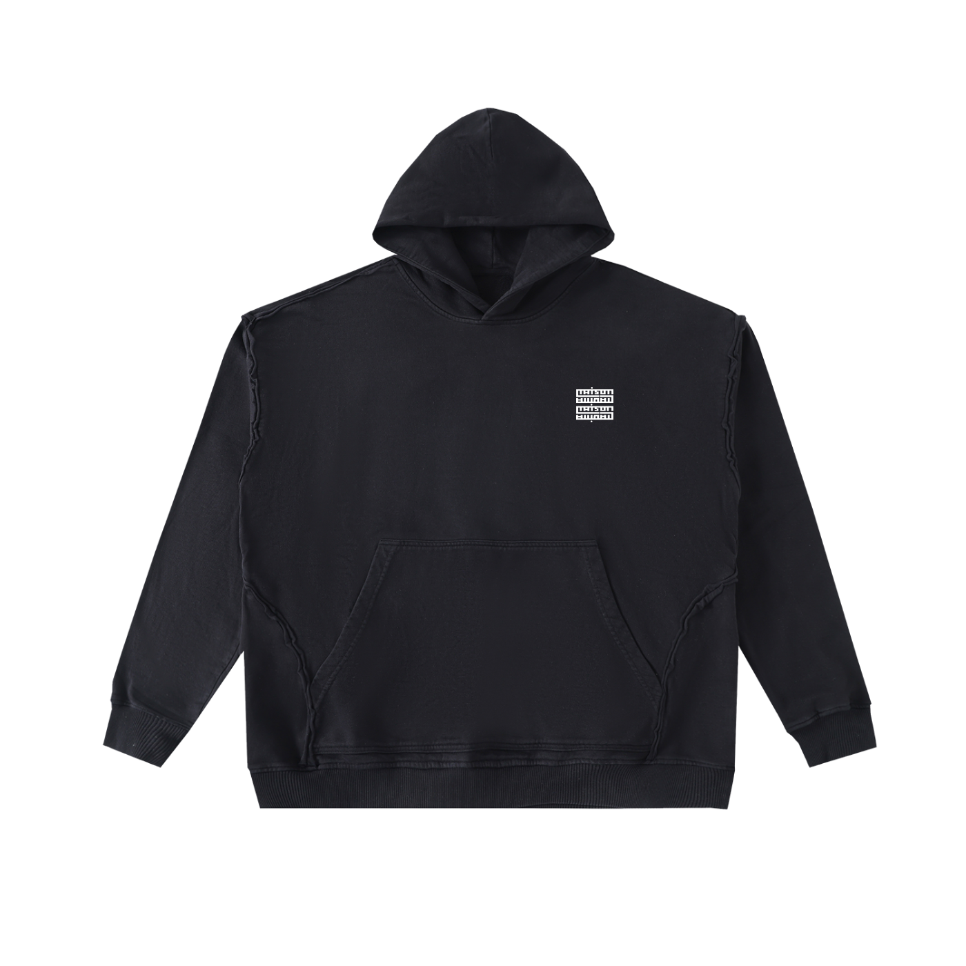 Sweat à Capuche Oversize Effet Usé & Coutures Apparentes
