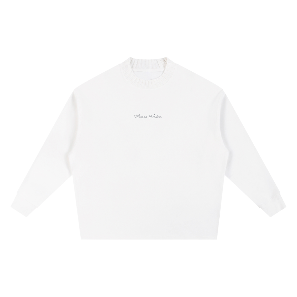 Sweat-shirt oversize à col rond en maille Maison Madina Noir