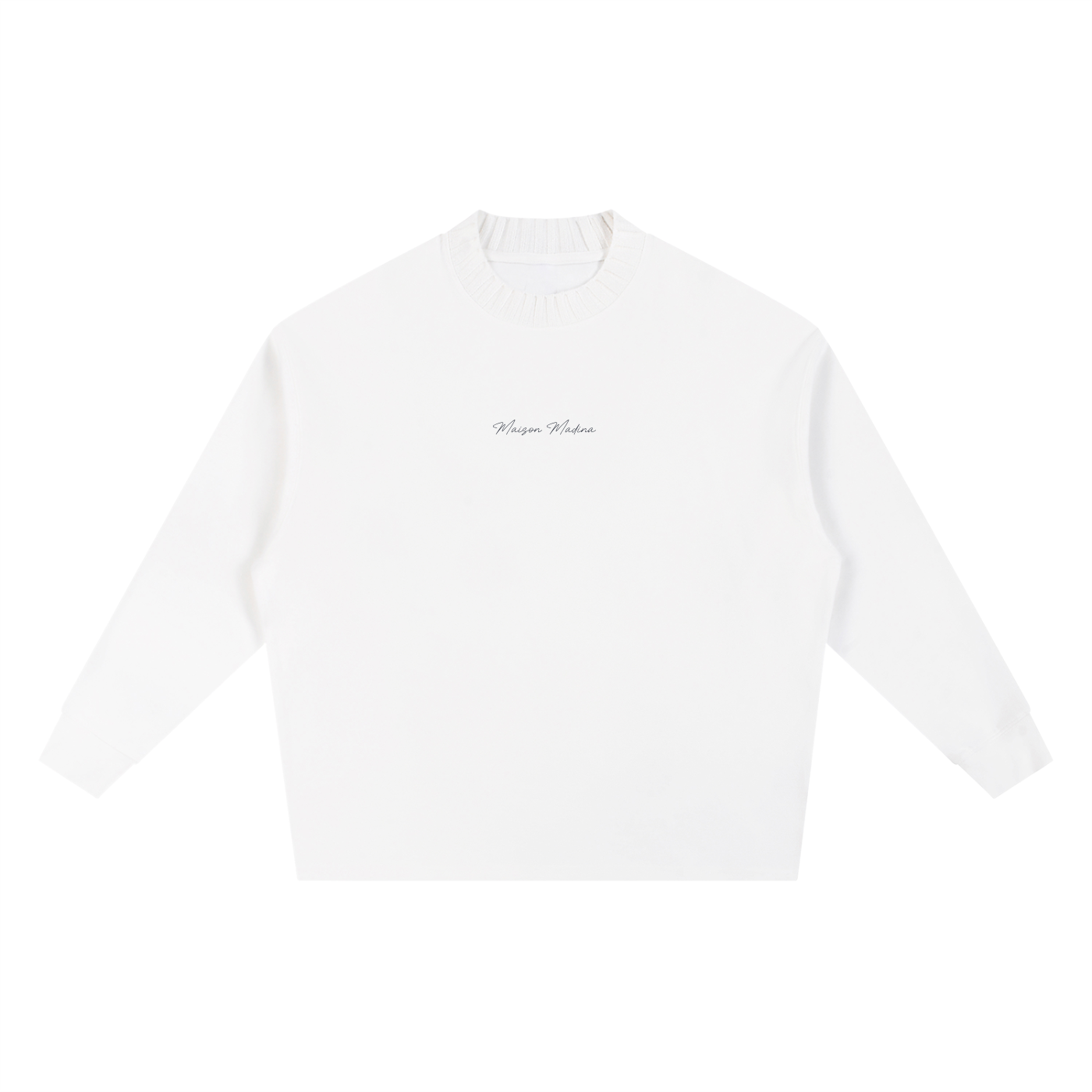 Sweat-shirt oversize à col rond en maille Maison Madina Noir