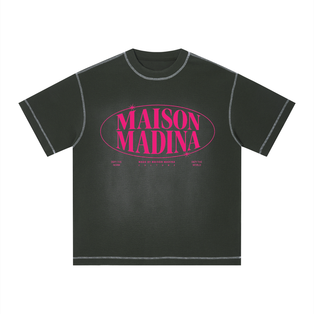MM - Unisex Sunfade Waffle Boxy T-Shirt - Pink