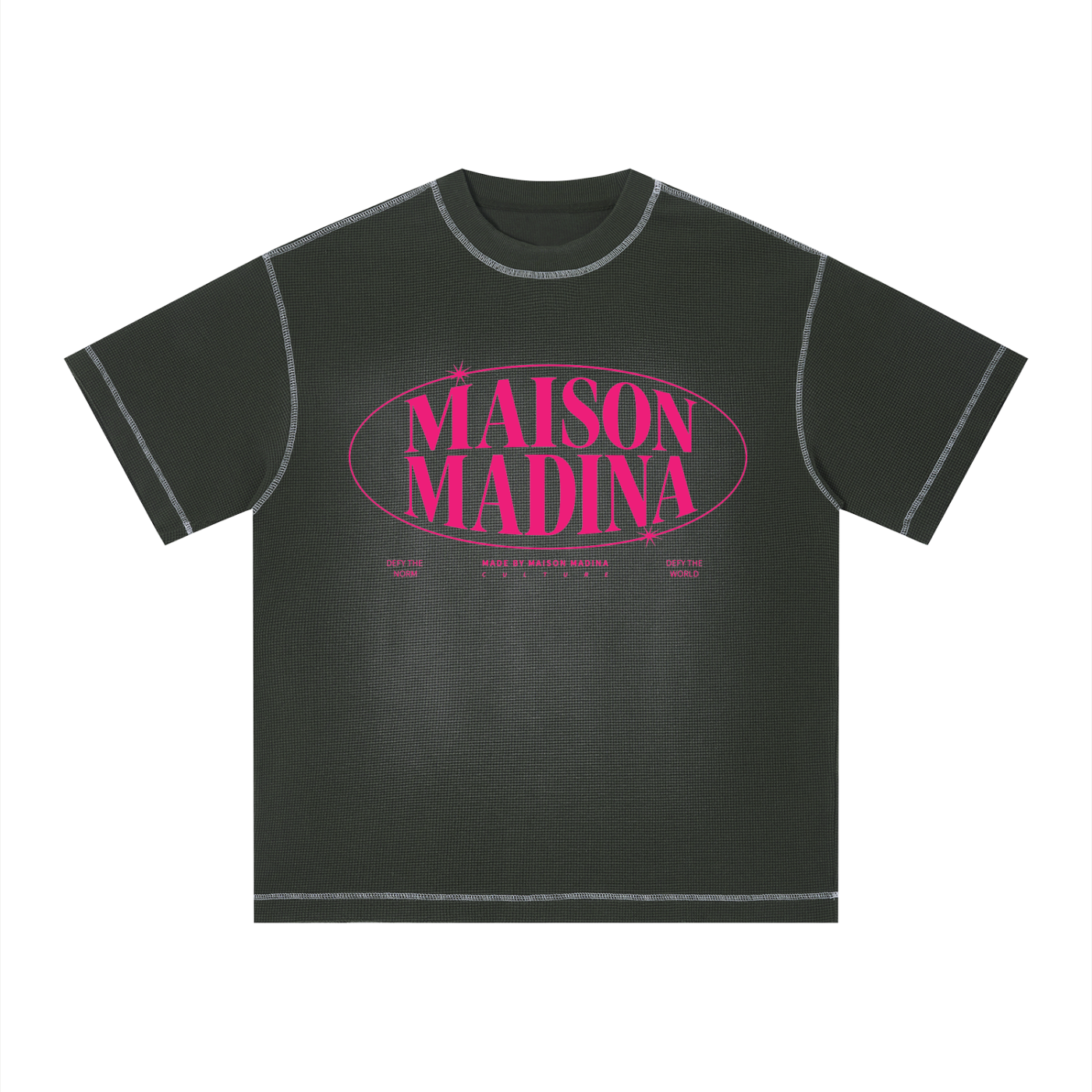 MM - Unisex Sunfade Waffle Boxy T-Shirt - Pink