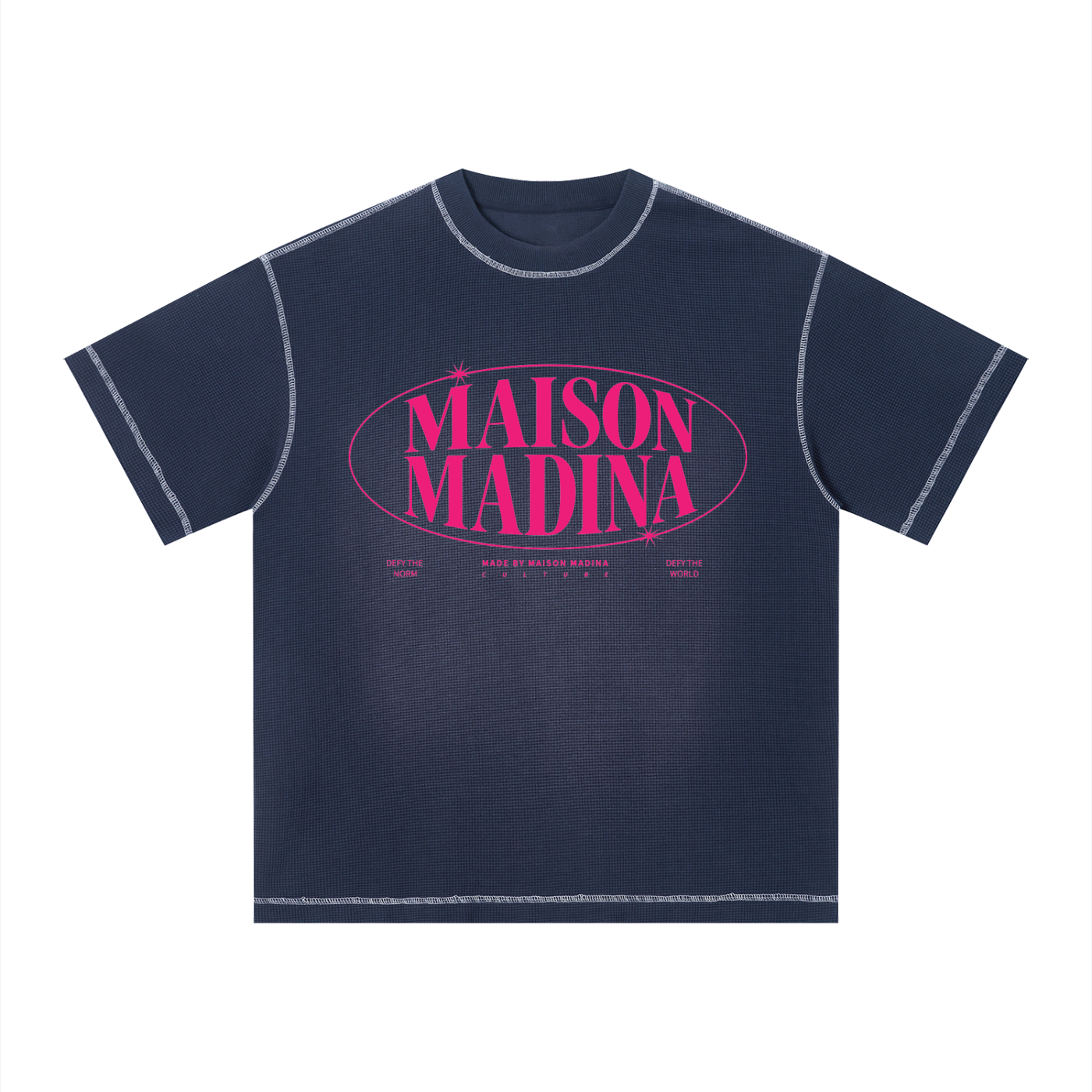MM - Unisex Sunfade Waffle Boxy T-Shirt - Pink