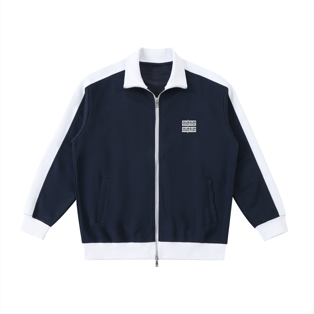 Veste Unisexe Zippée à Col Montant – Contrast Trim & Logo Maison Madina
