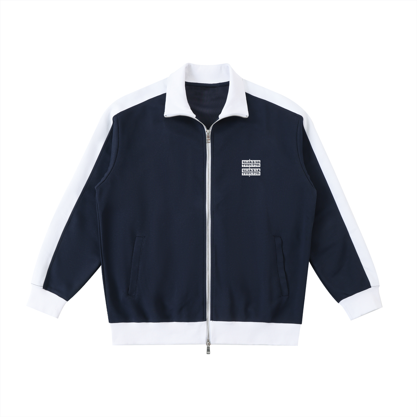 Veste Unisexe Zippée à Col Montant – Contrast Trim & Logo Maison Madina