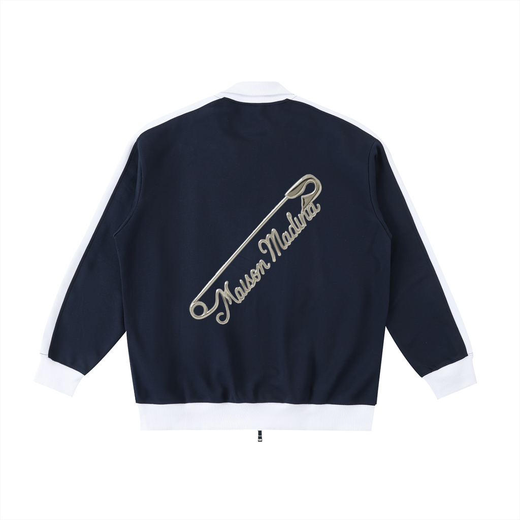Veste Unisexe Zippée à Col Montant – Contrast Trim & Logo Maison Madina