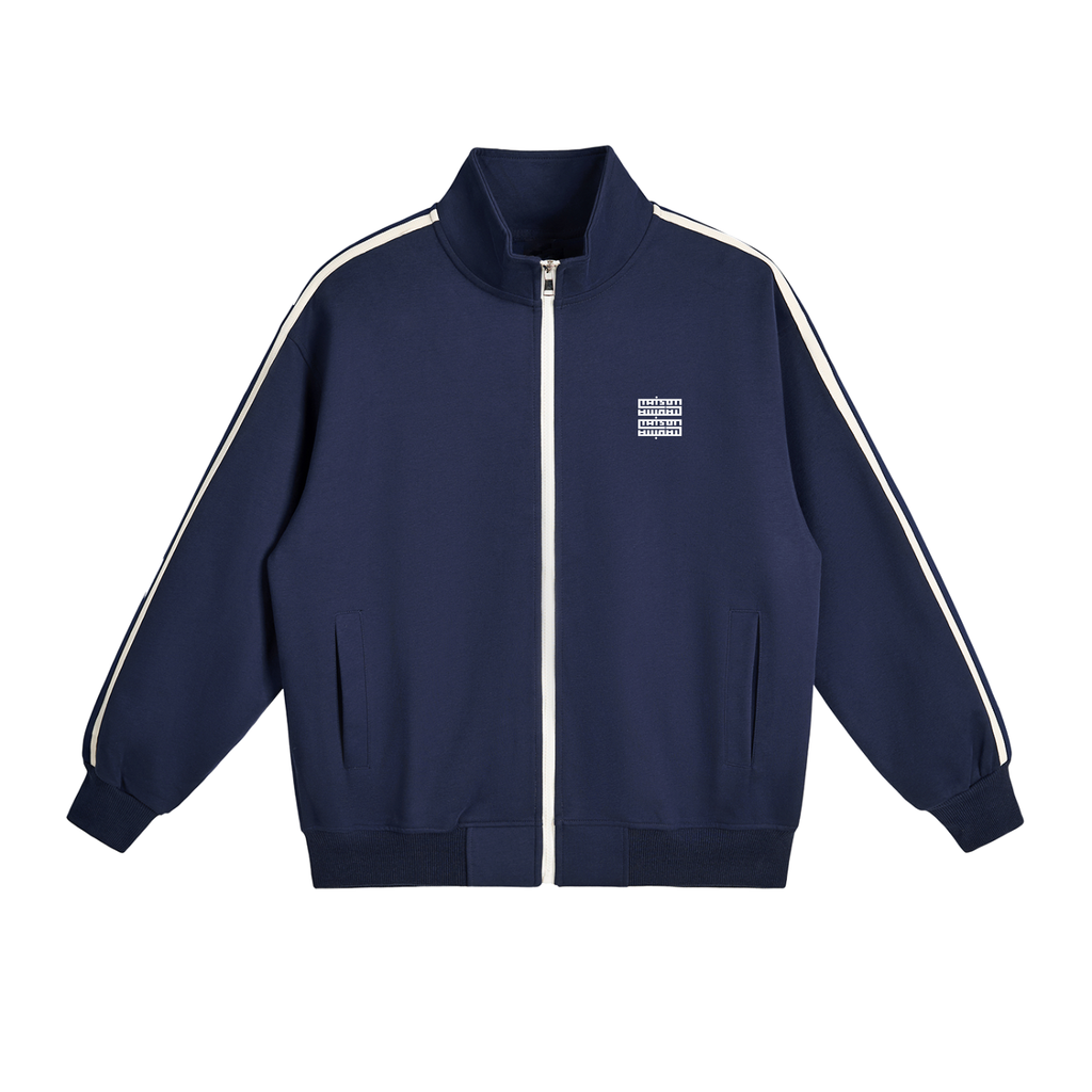 Veste à col montant avec bandes latérales contrastées