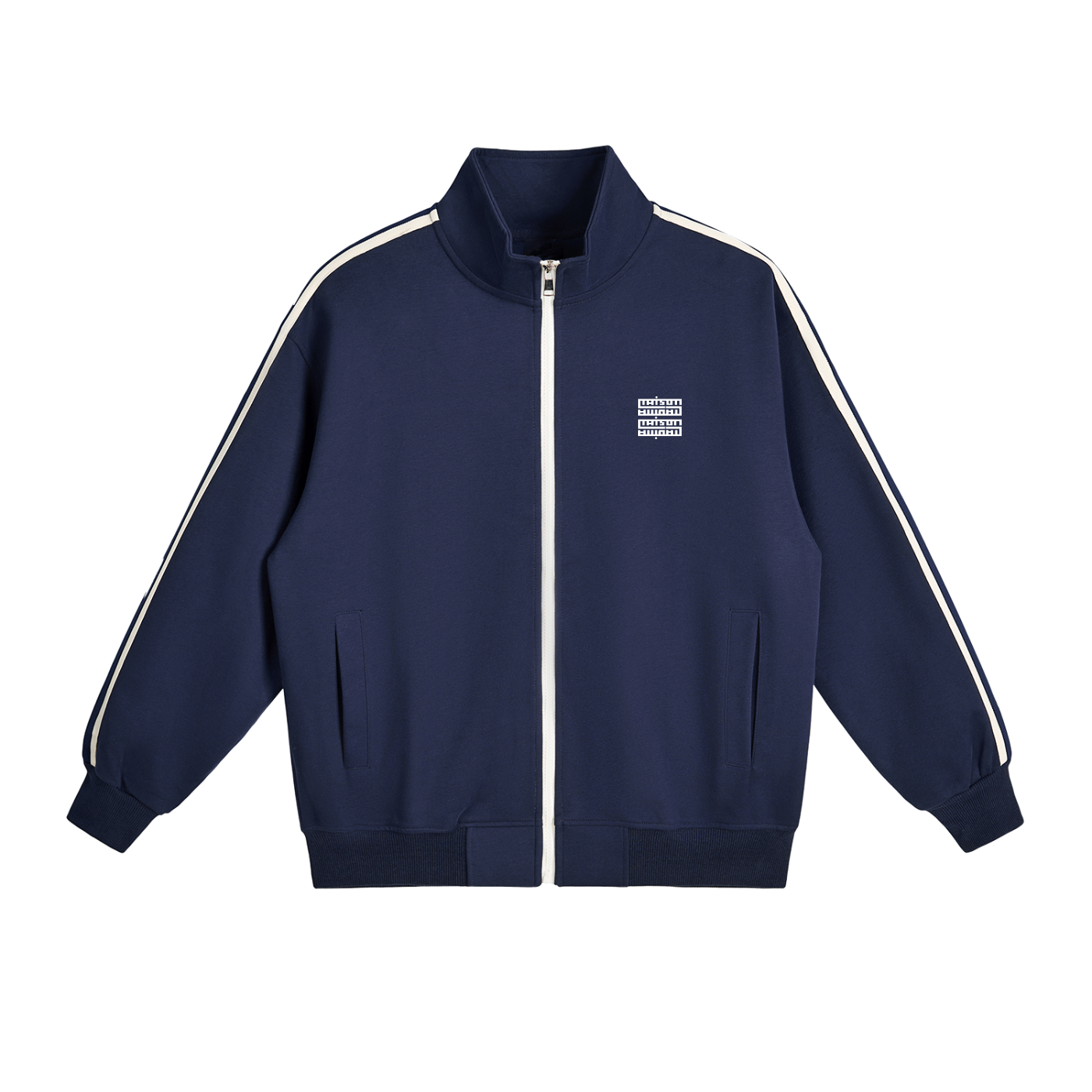 Veste à col montant avec bandes latérales contrastées