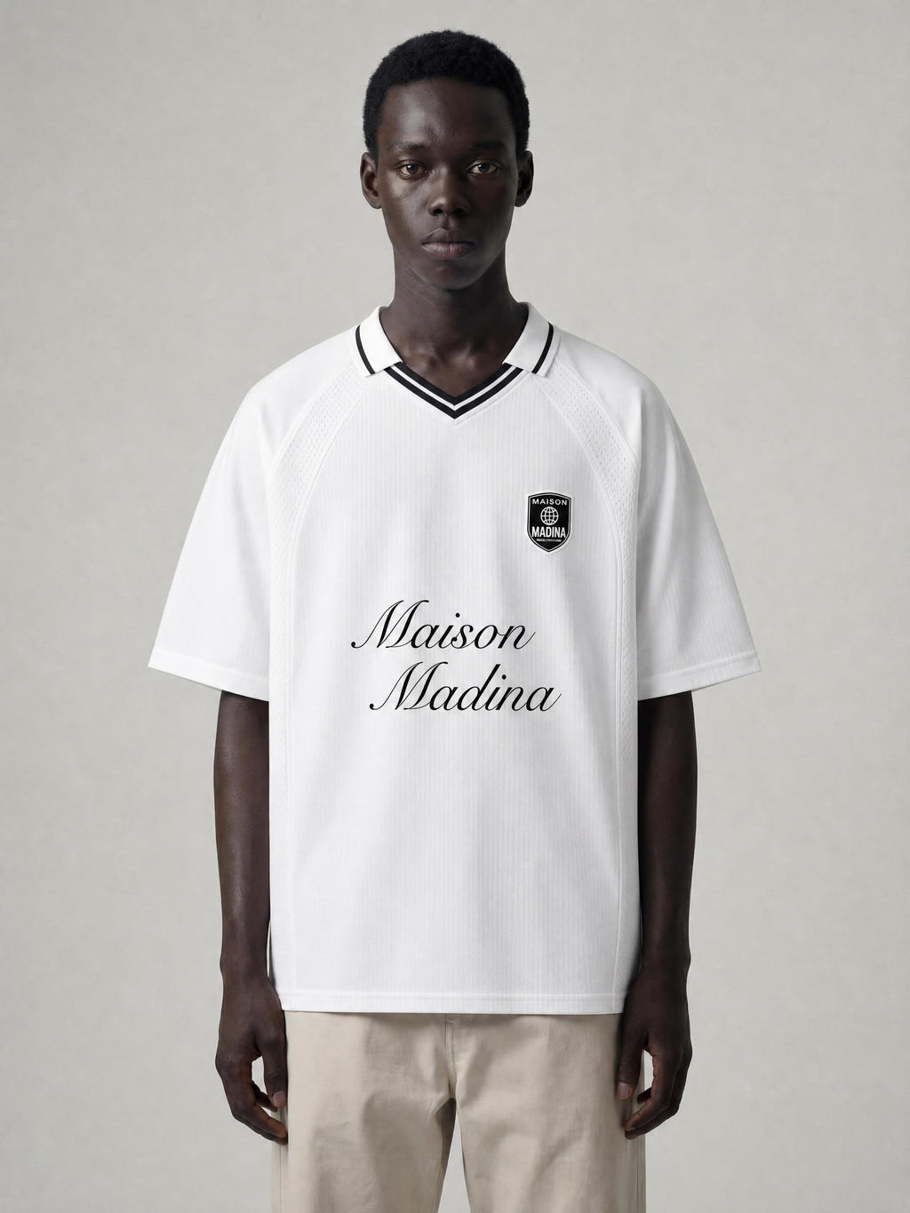 MM Maillot Football Rayé – Noir