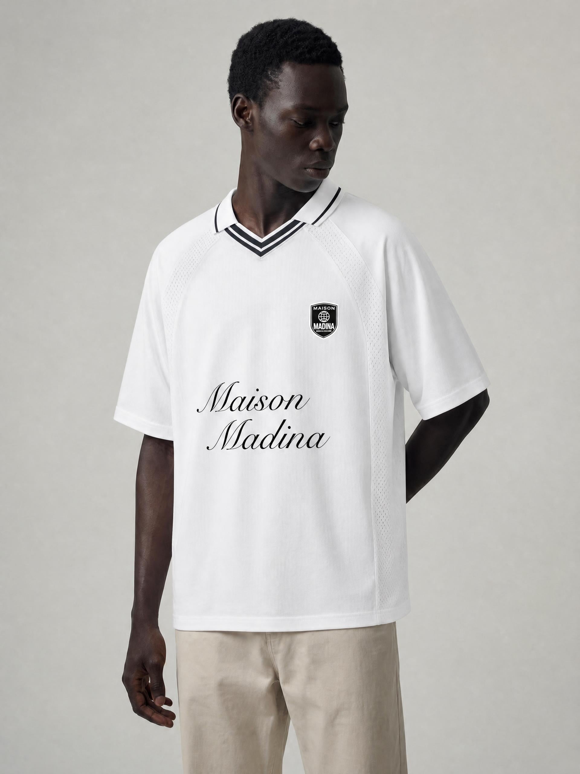 MM Maillot Football Rayé – Noir