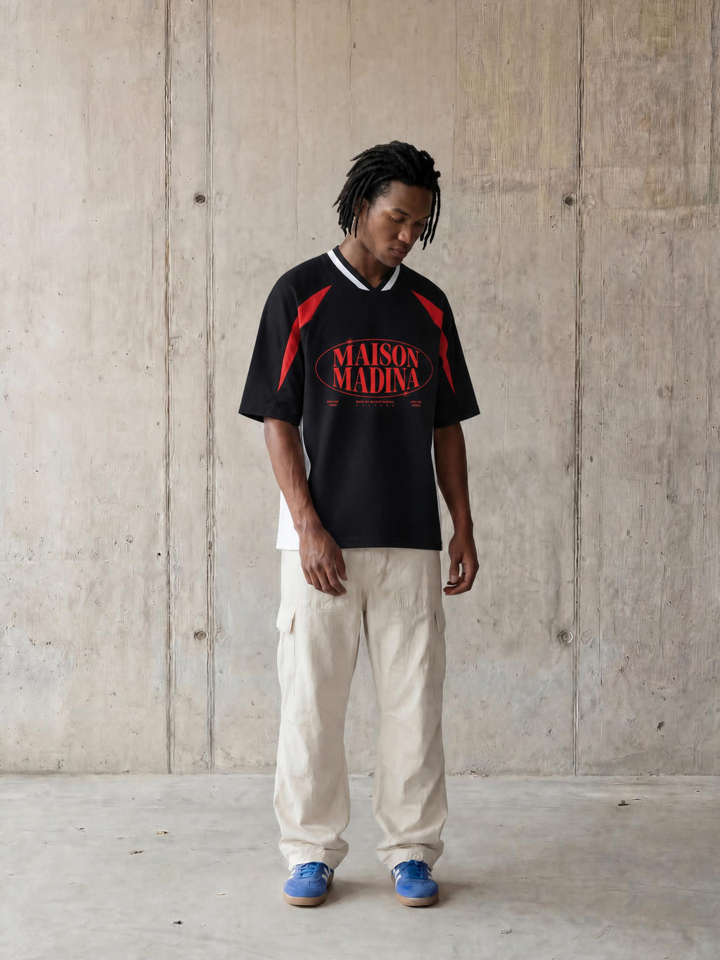 MM - Unisex Oversized Color Block V-Neck T-Shirt