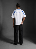 MM - White Unisex Oversized Color Block V-Neck T-Shirt