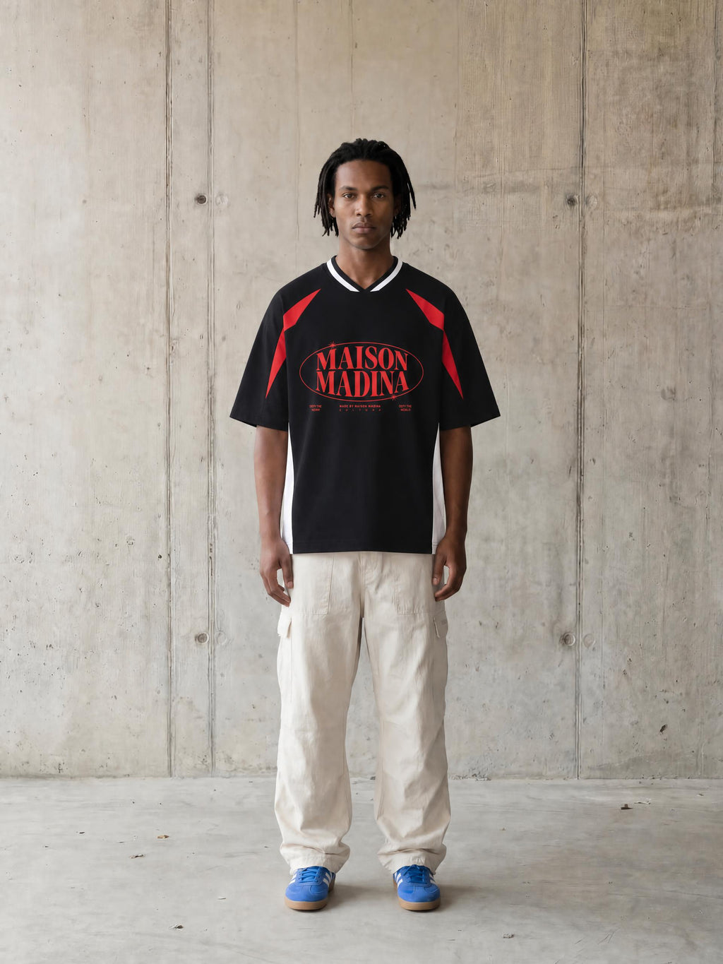 MM - Unisex Oversized Color Block V-Neck T-Shirt