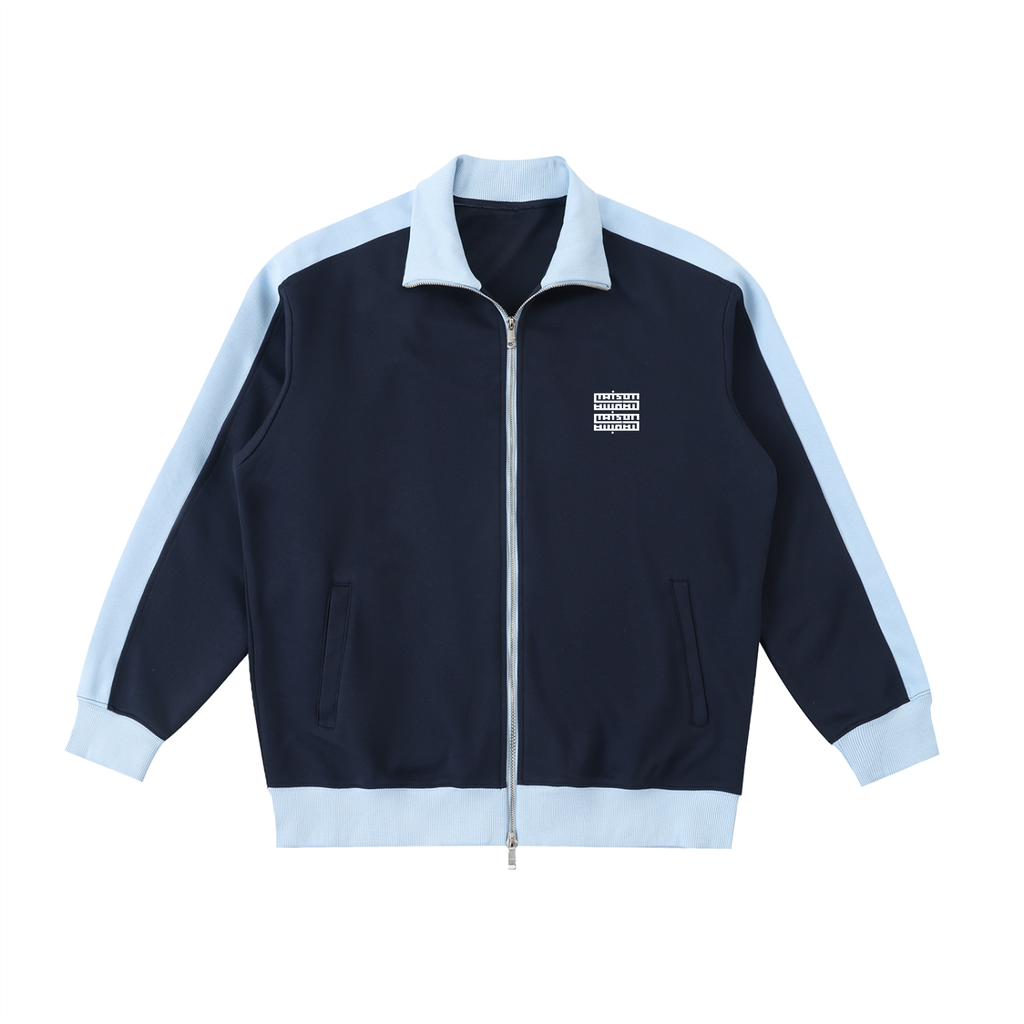 Veste Unisexe Zippée à Col Montant – Contrast Trim & Logo Maison Madina