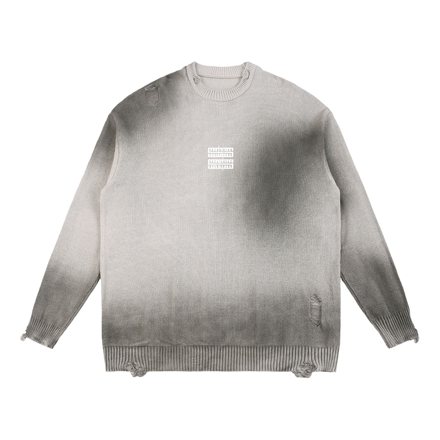 Pull Col Rond Délavé Effet Soleil avec Détails Déchirés