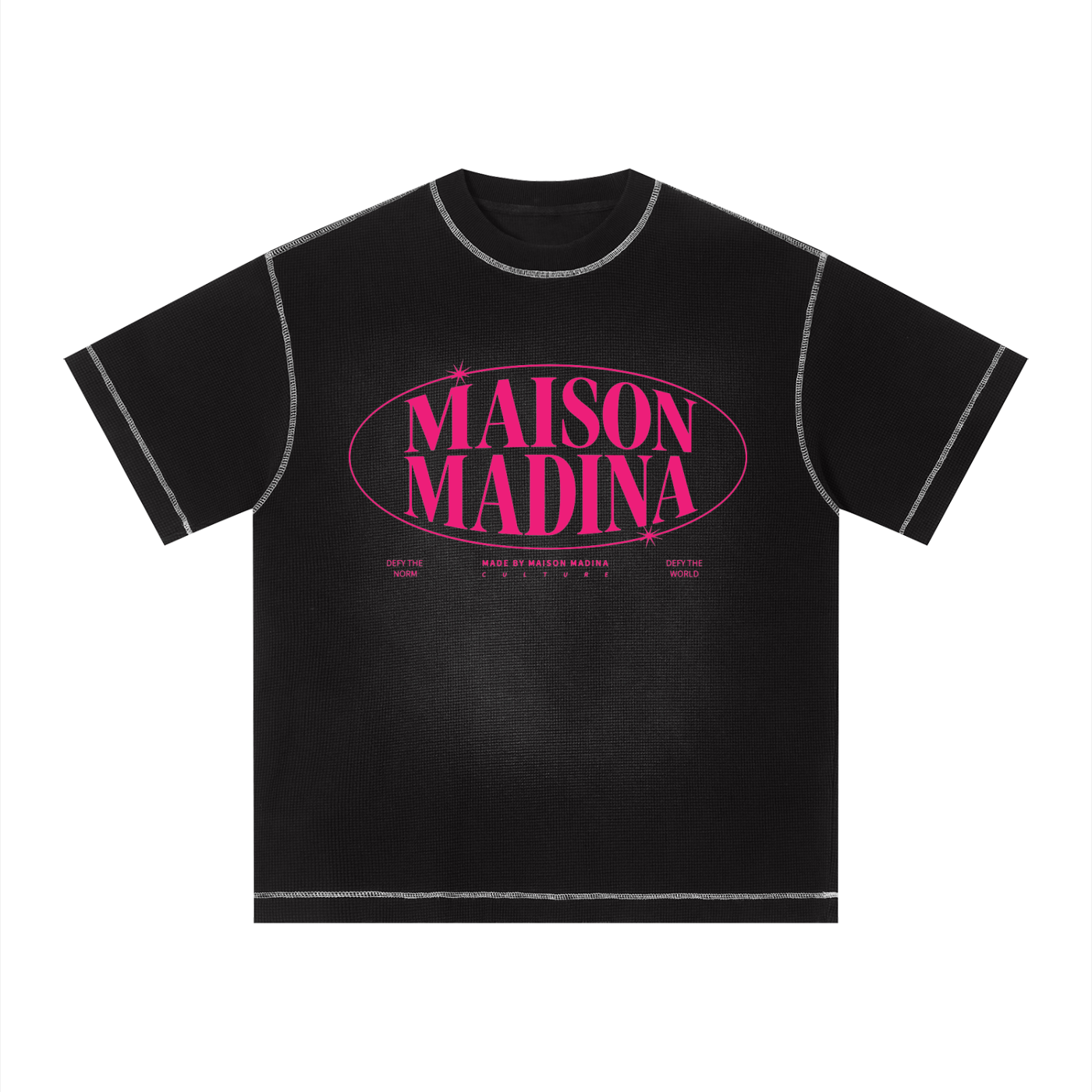 MM - Unisex Sunfade Waffle Boxy T-Shirt - Pink