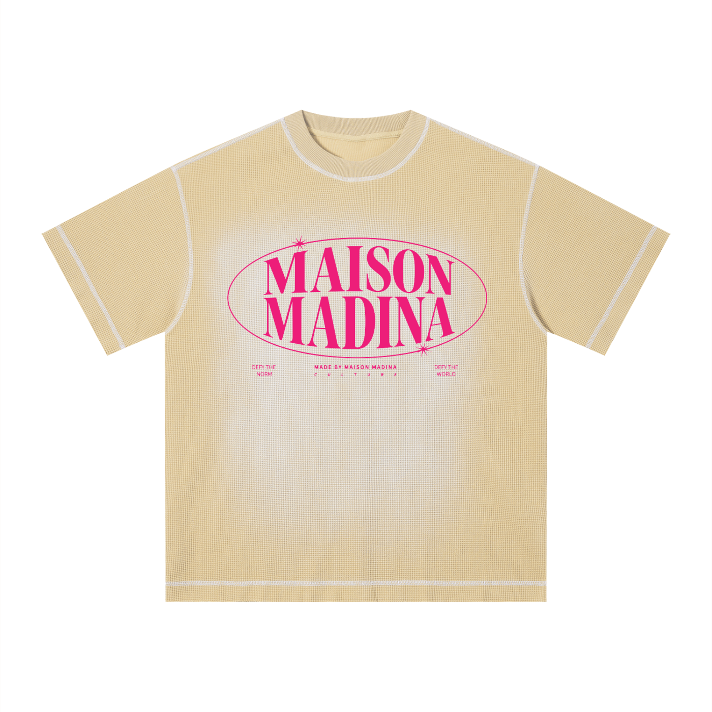 MM - Unisex Sunfade Waffle Boxy T-Shirt - Pink