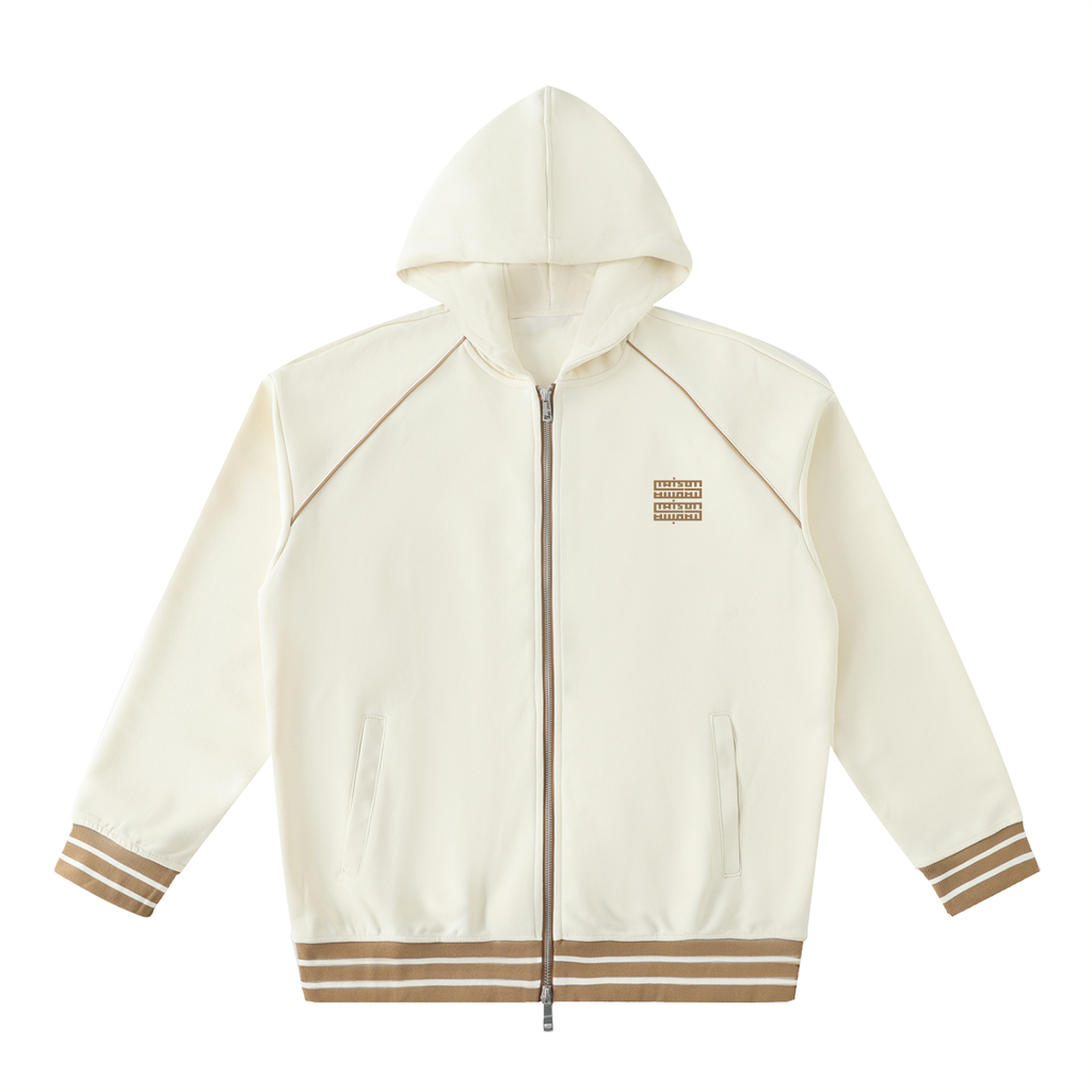 Veste à Capuche Zippée Style Rayures