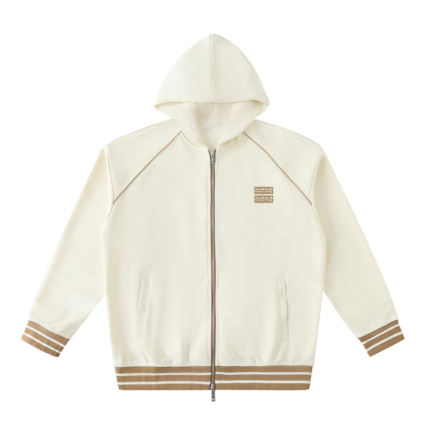 Veste à Capuche Zippée Style Rayures