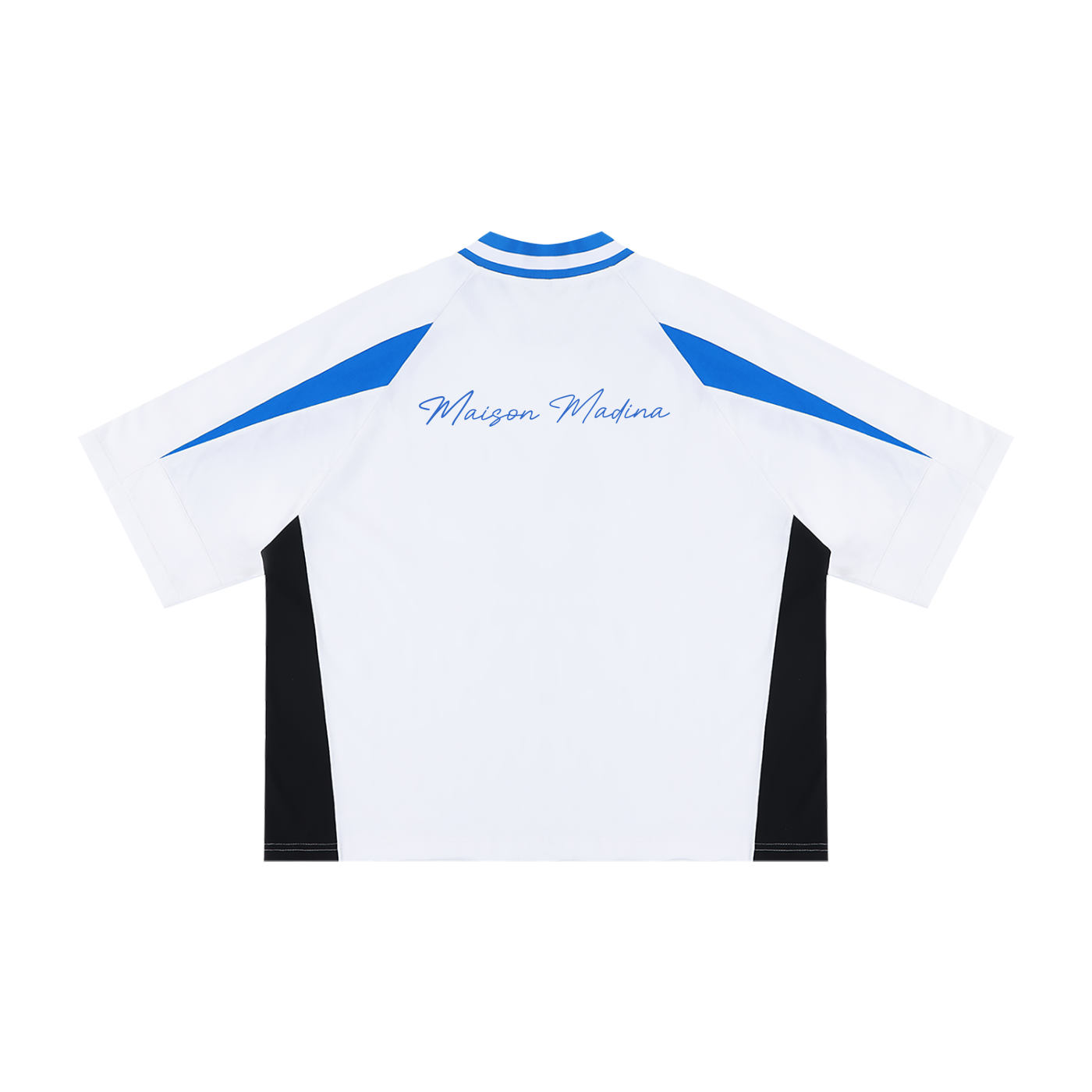 MM - White Unisex Oversized Color Block V-Neck T-Shirt