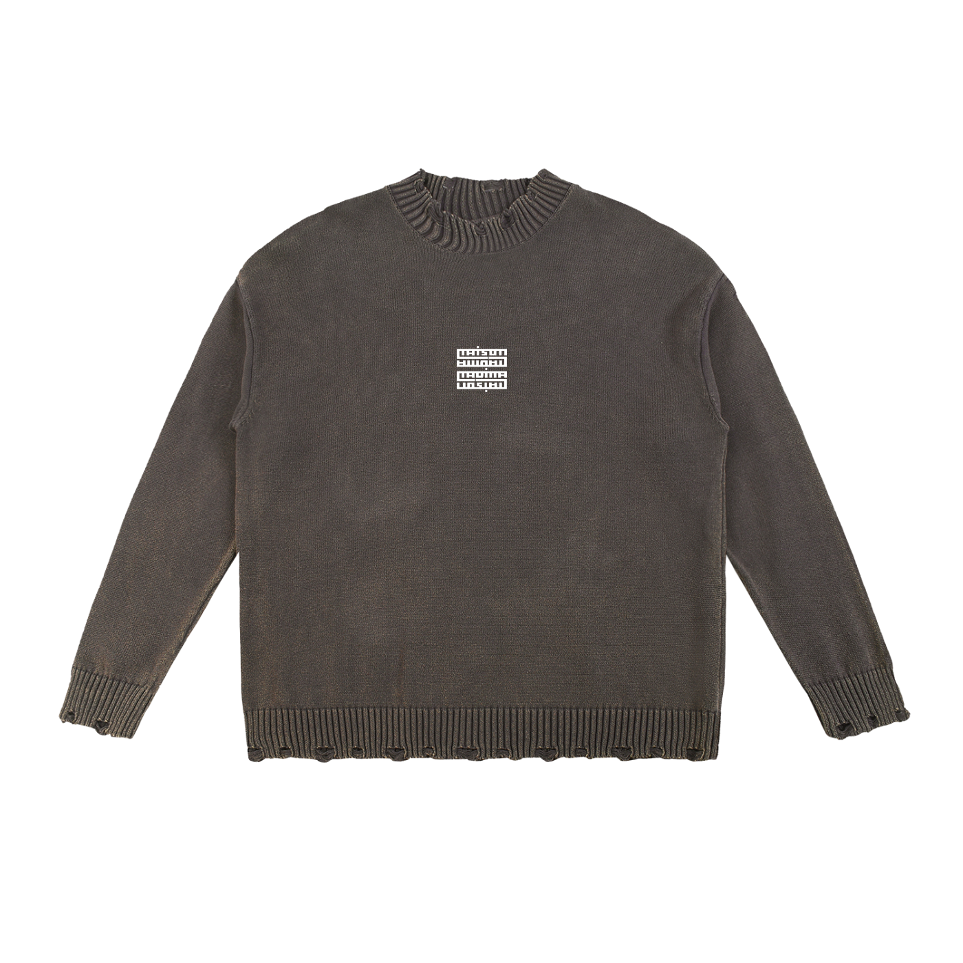 Pull Vintage Délavé à Bords Effilochés – Édition Épingle au Dos