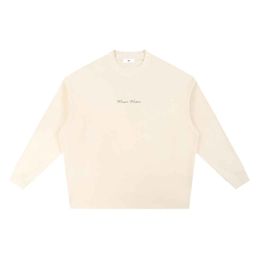Sweat-shirt oversize à col rond en maille Maison Madina Noir