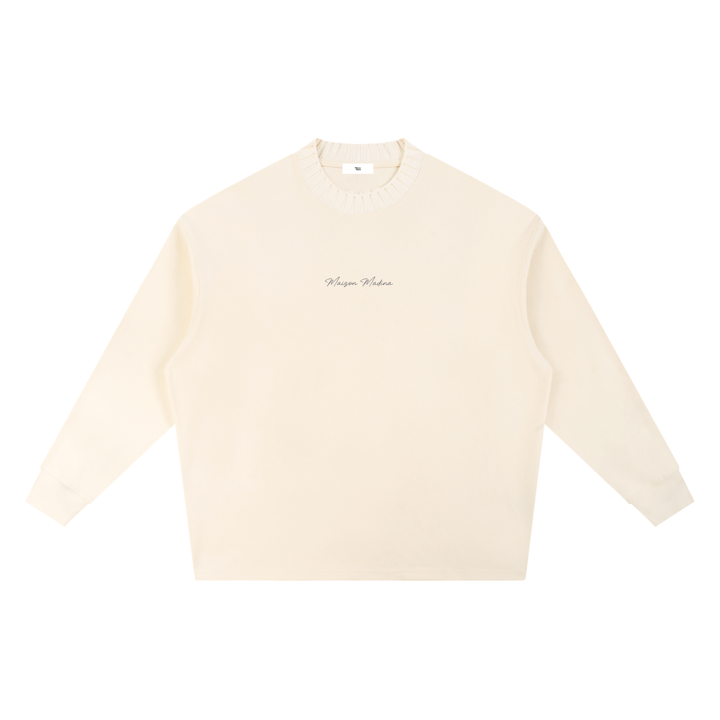 Sweat-shirt oversize à col rond en maille Maison Madina Noir