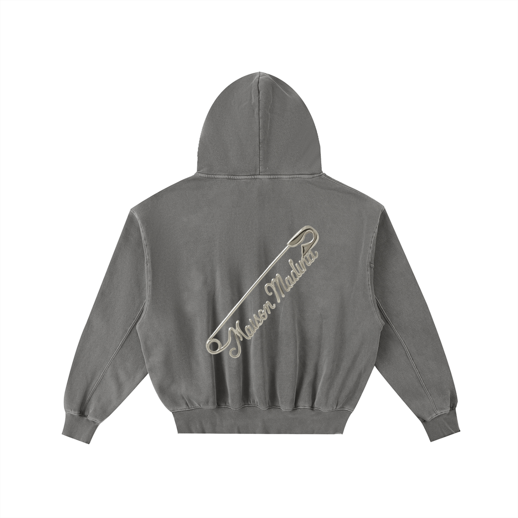 Sweat à Capuche Court Oversize Unisexe – Effet Usé & Détails Effilochés