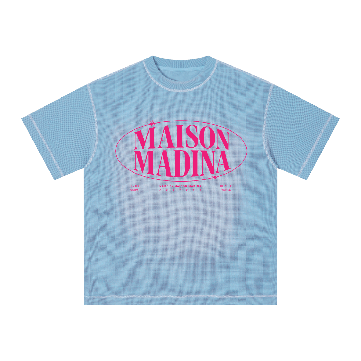 MM - Unisex Sunfade Waffle Boxy T-Shirt - Pink
