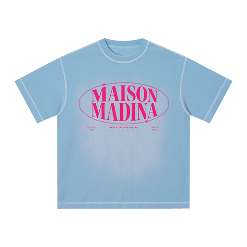MM - Unisex Sunfade Waffle Boxy T-Shirt - Pink