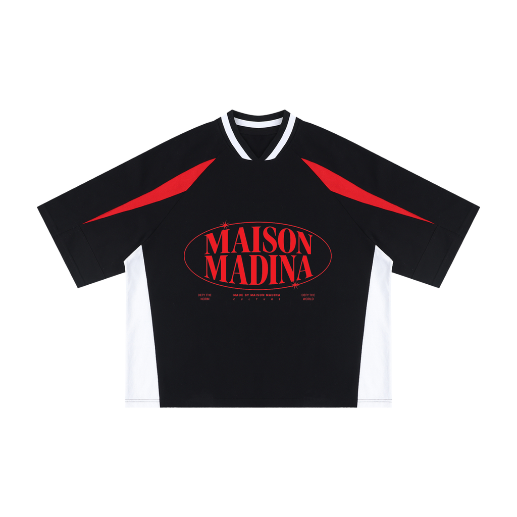 MM - Unisex Oversized Color Block V-Neck T-Shirt