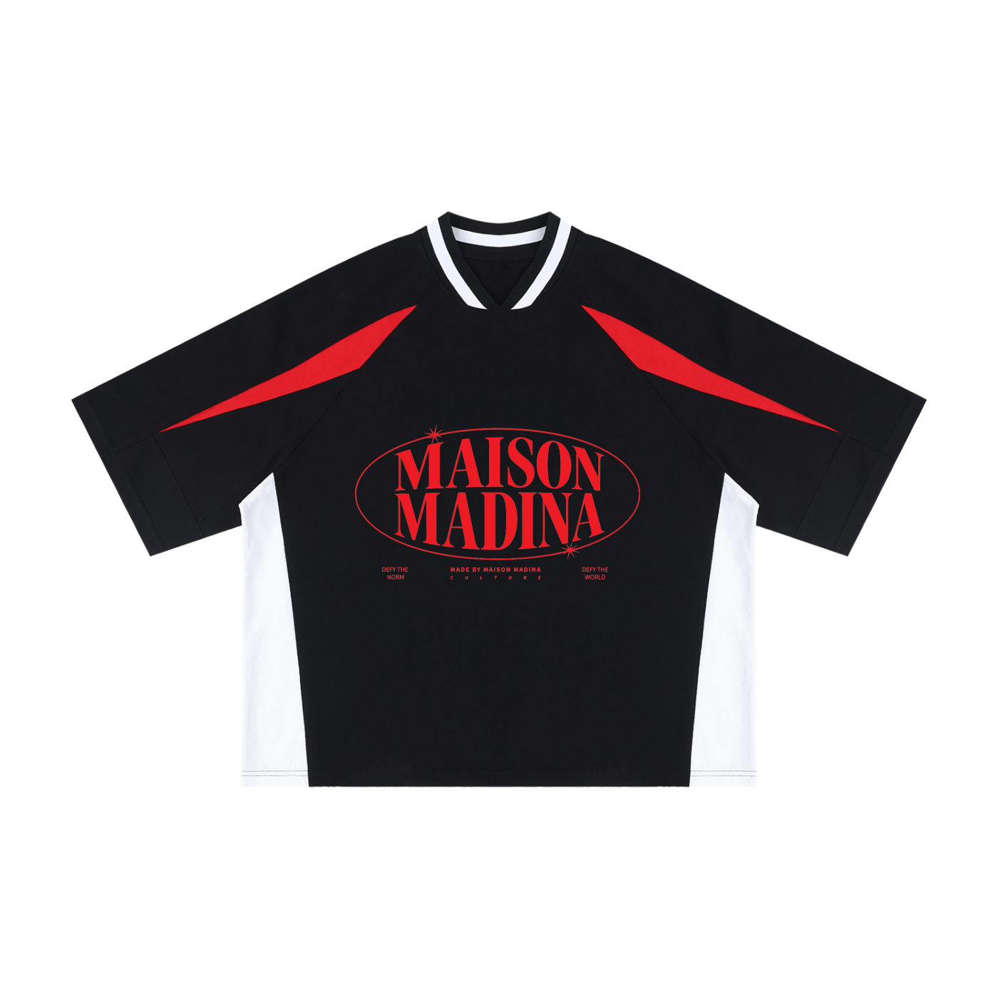 MM - Unisex Oversized Color Block V-Neck T-Shirt