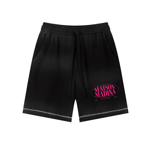 MM - Unisex Sunfade Waffle Raw Hem Shorts - Pink
