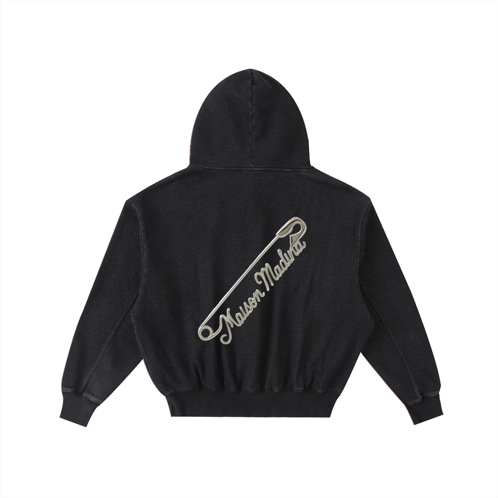 Sweat à Capuche Court Oversize Unisexe – Effet Usé & Détails Effilochés