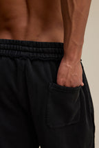 400GSM Men’s Raw-Edge Pigment-Wash Straight-Leg Pants Snow Wash Grey