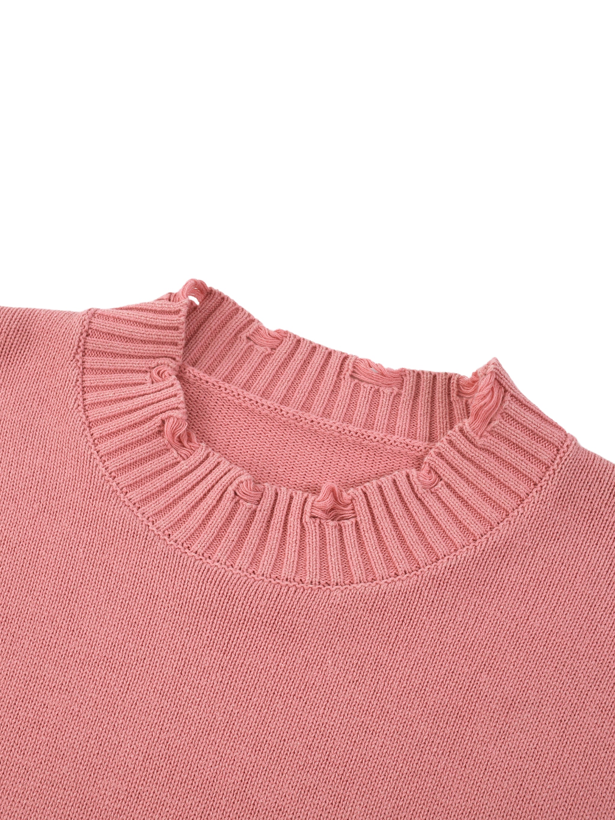 Pull Vintage Effet Délavé à Bords Effilochés