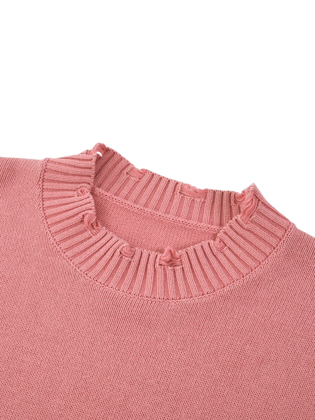 Pull Vintage Délavé à Bords Effilochés – Édition Épingle au Dos