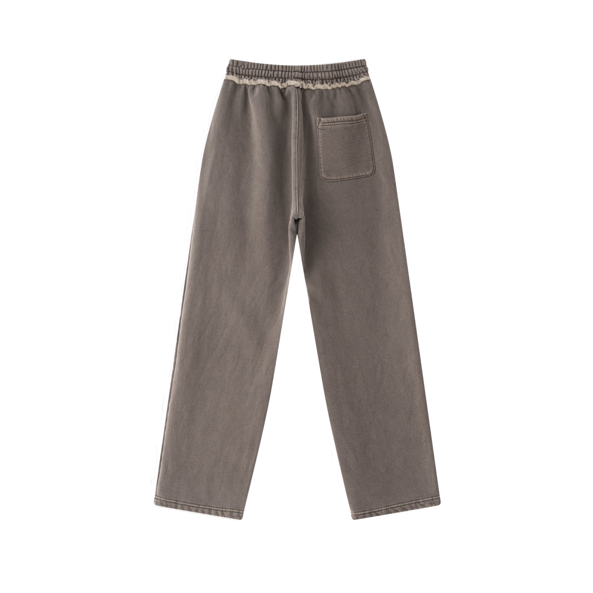 400GSM Men’s Raw-Edge Pigment-Wash Straight-Leg Pants Coffee Brown