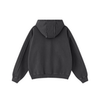 400GSM Men’s Raw-Edge Panelled Double-Zip Pigment-Wash Hooded Sweatshirt Dark Grey