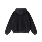 400GSM Men’s Raw-Edge Panelled Double-Zip Pigment-Wash Hooded Sweatshirt Snowflake Grey