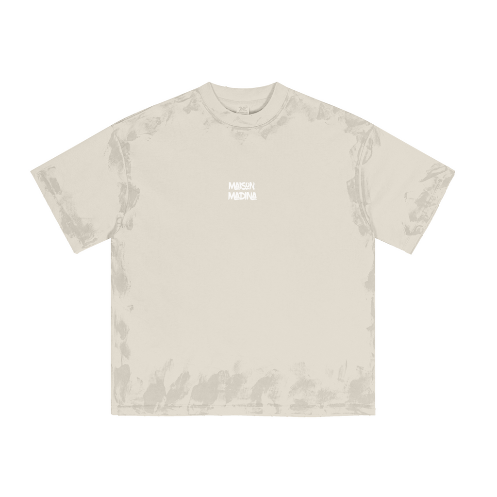 305GSM Unisex Retro Rock T-Shirt Beige