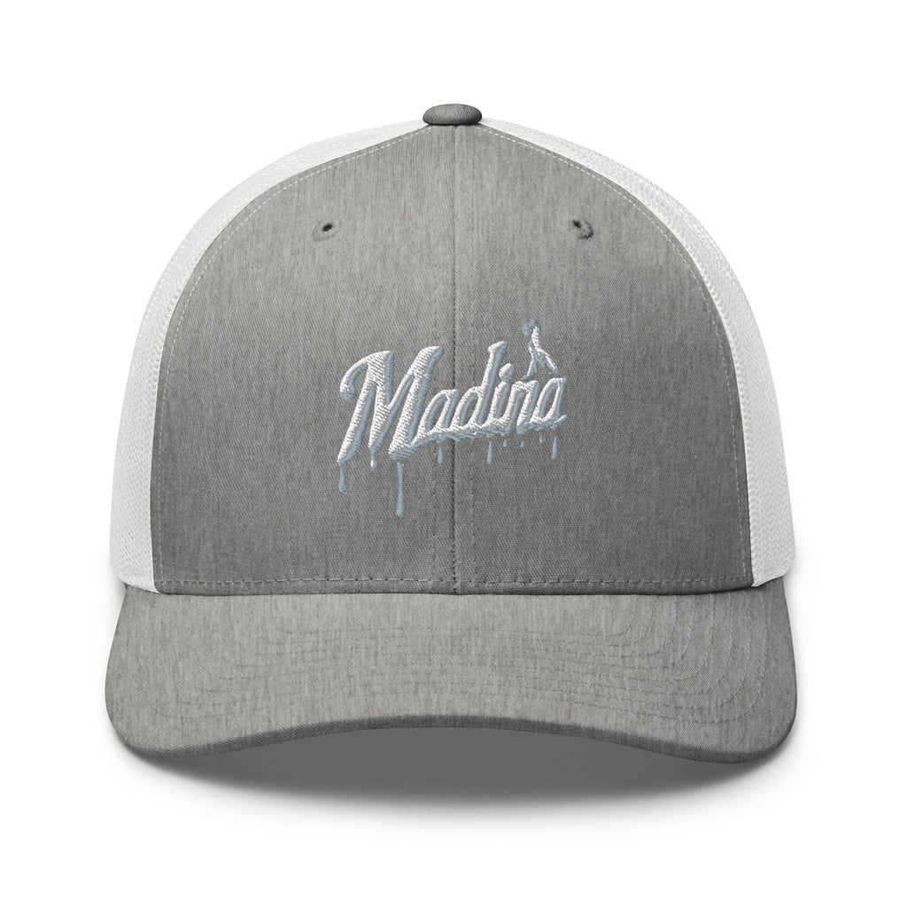 Casquette trucker MM gris chiné et blanche — vue de face