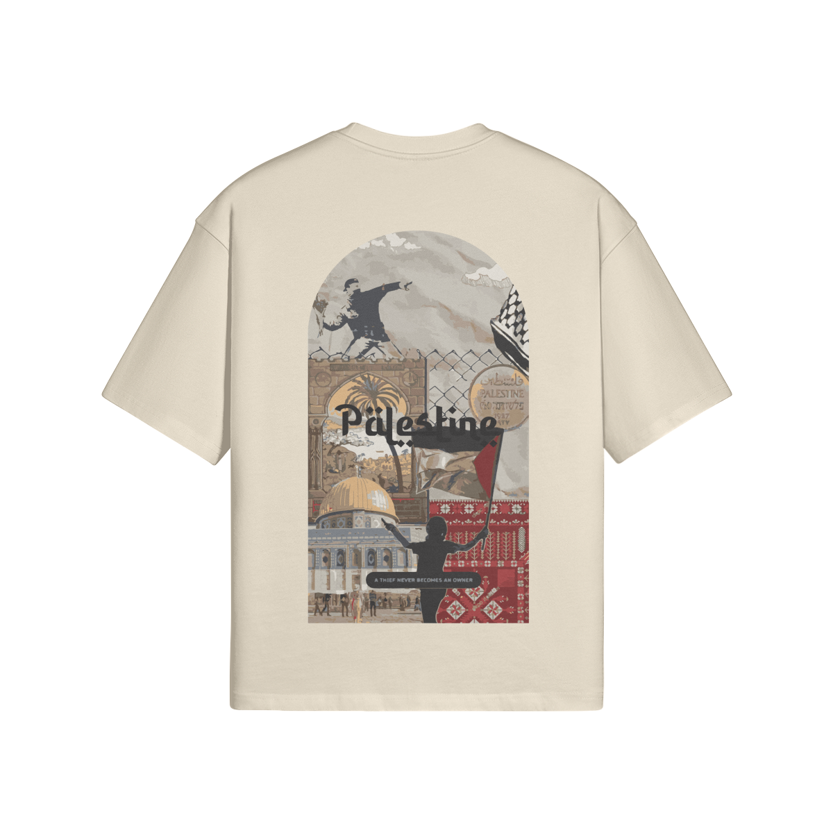 Tshirt Oversize Palestine Noir - Maison Madina